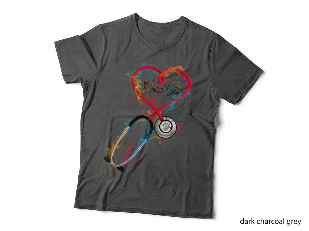 Nurse Heart Stethoscope T-Shirt, Patriotic Nurse Apparel, Nurse Pride