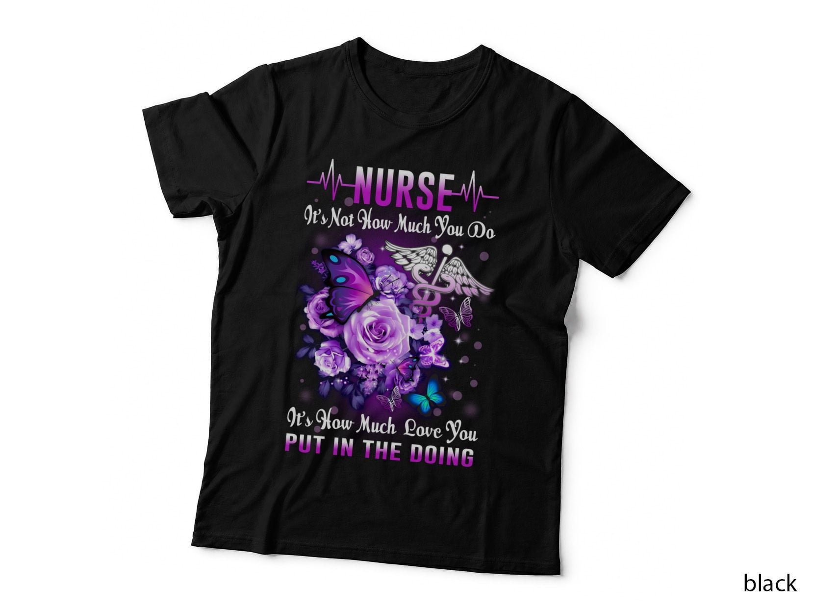 Nurse Love Butterfly T-Shirt, Floral Botanical, Nurse Appreciation