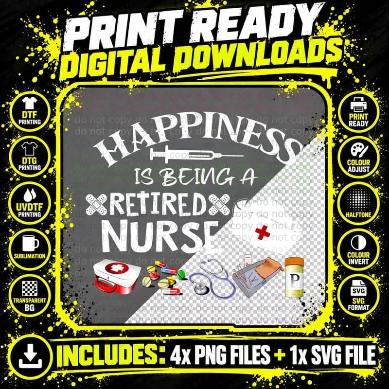 Nurse Retirement T-Shirt, Medical Theme Png SVG Digital Bundle