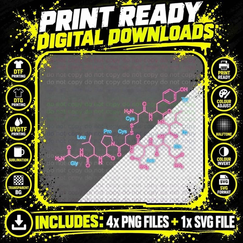 Oxytocin Molecule Science Teacher Chemistry Teacher Png SVG Digital Bundle