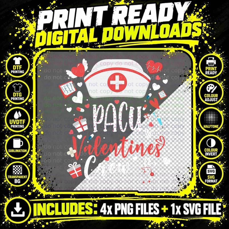 PACU Valentines Nurse Crew Cute Post Anesthesia Care Png SVG Digital Bundle