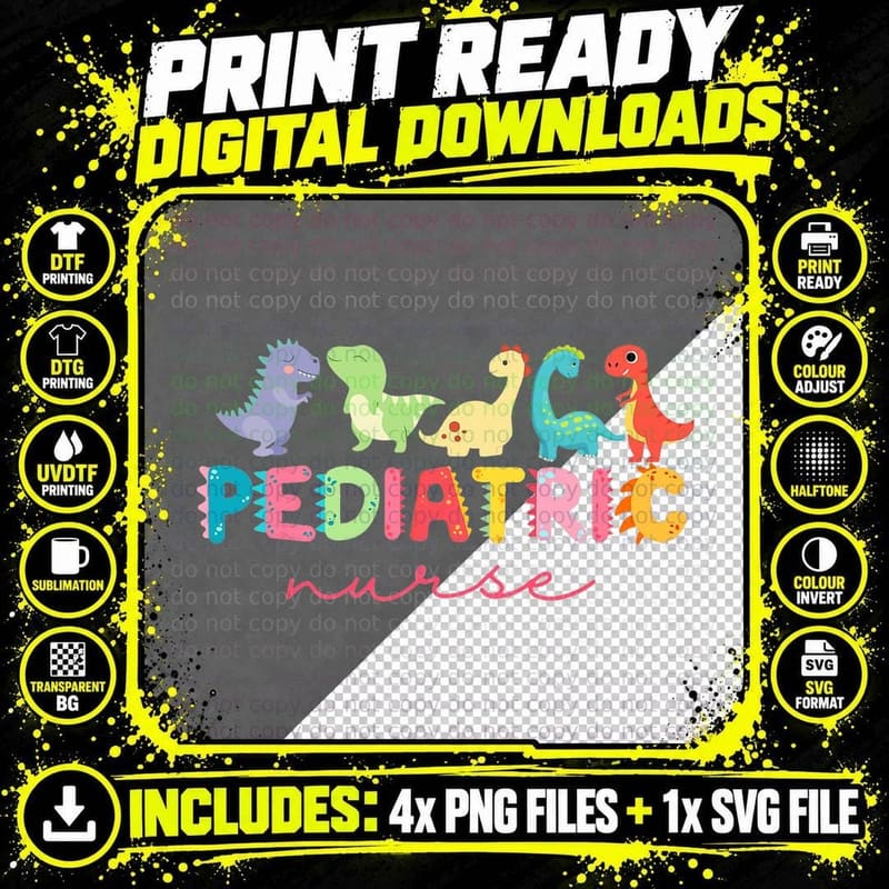 PICU Pediatric Nurse Dinosaurs Peds Nurse Crew Png SVG Digital Bundle