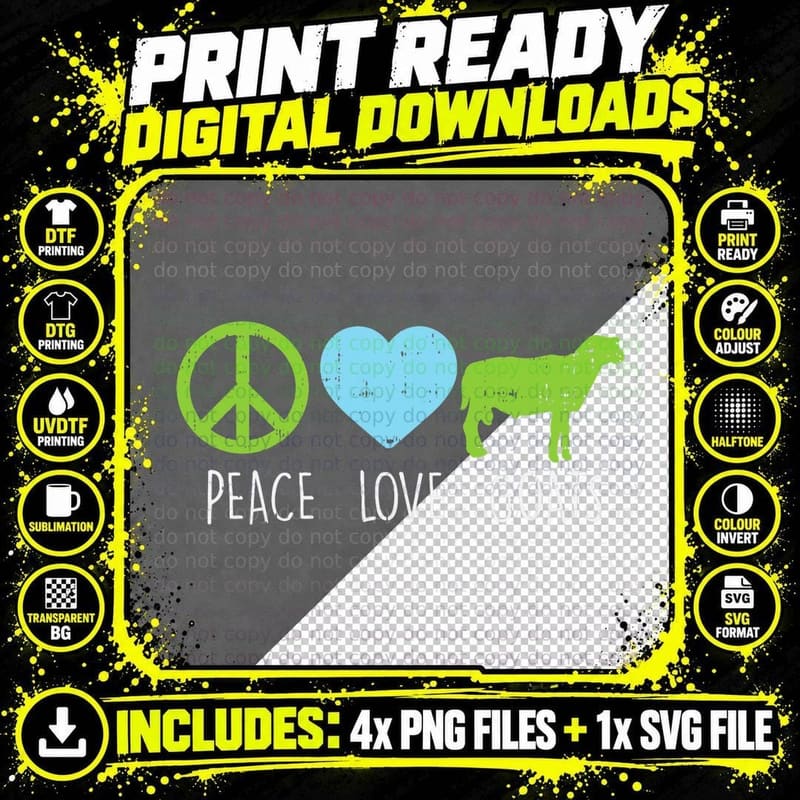 Peace Love Goats Hippie Farming Life Farm Animal Farmer Png SVG Digital Bundle