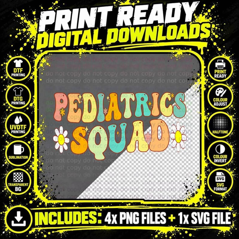 Pediatric Nurse Future Nurse Life Nursing Retro Groovy Png SVG Digital Bundle