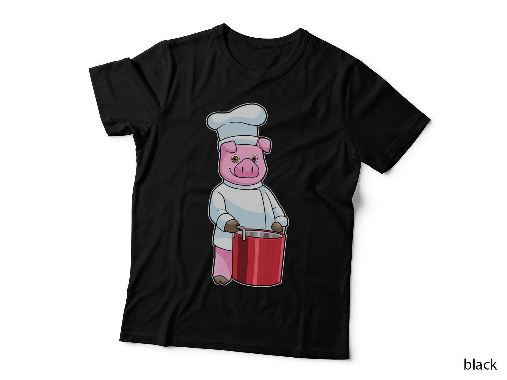 Pig Chef Cooking Pot T-Shirt, Funny Animal Chef, Pet Lover Apparel