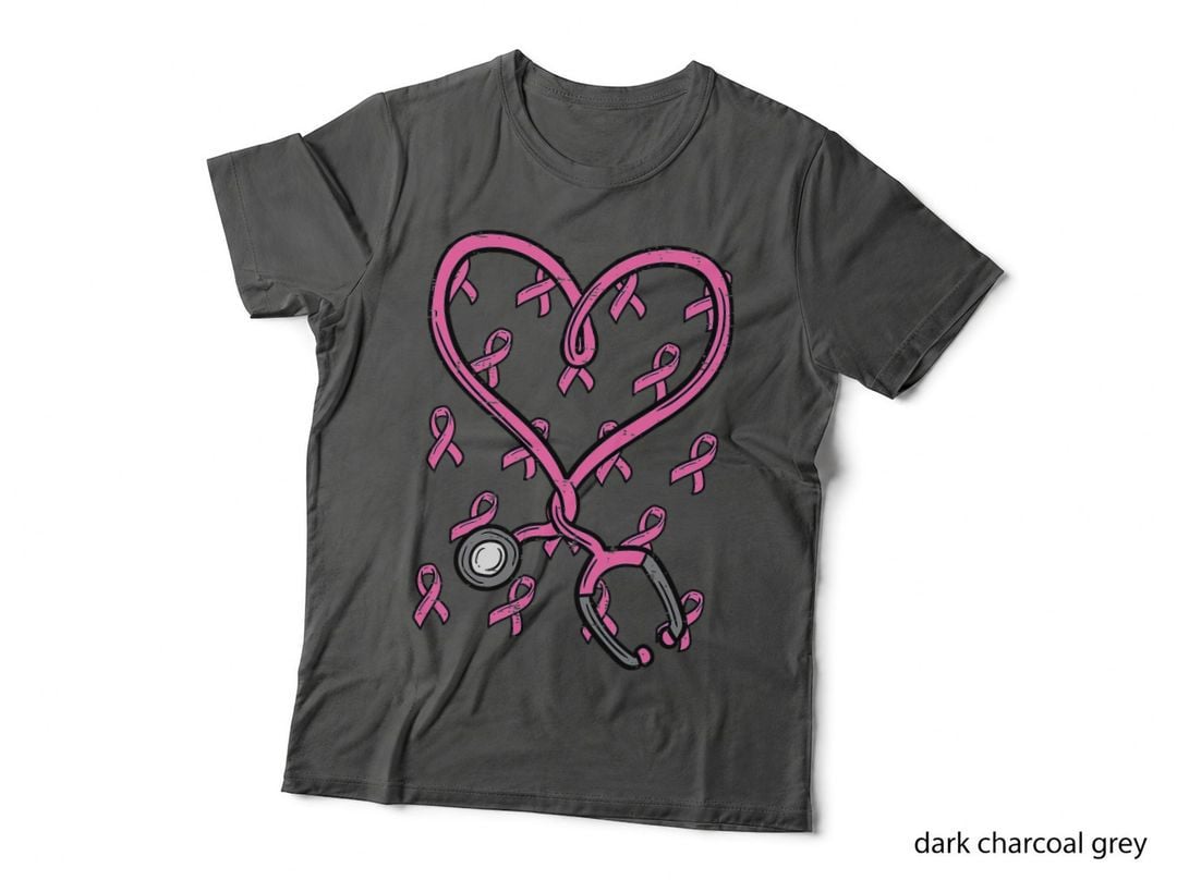 Pink Stethoscope Nurse Scrub Breast Cancer Awareness Women T-Shirt