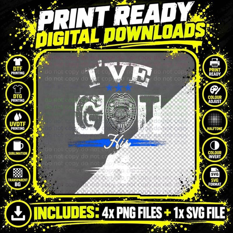 Police Badge T-Shirt, Law Enforcement Style Png SVG Digital Bundle