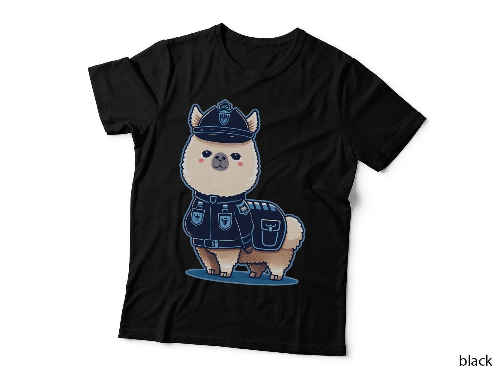 Police Officer Llama Cop on Police Alpaca T-Shirt