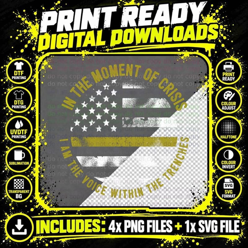 Police and Fire Dispatcher Thin Gold Line Hoodie T-Shirt Png SVG Digital Bundle