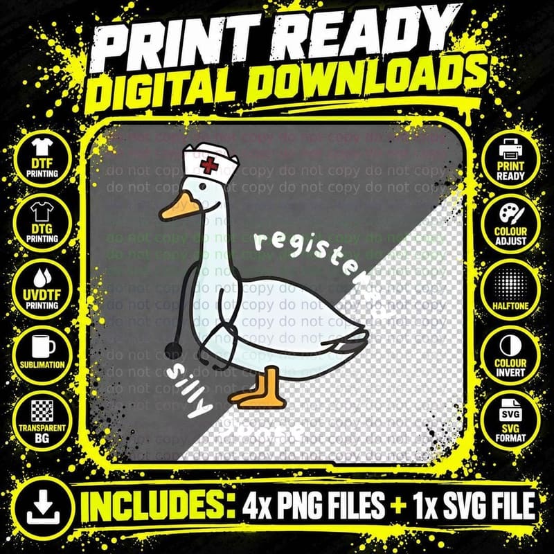 Registered Silly Goose Nurse Hat Stethoscope Medical Png SVG Digital Bundle
