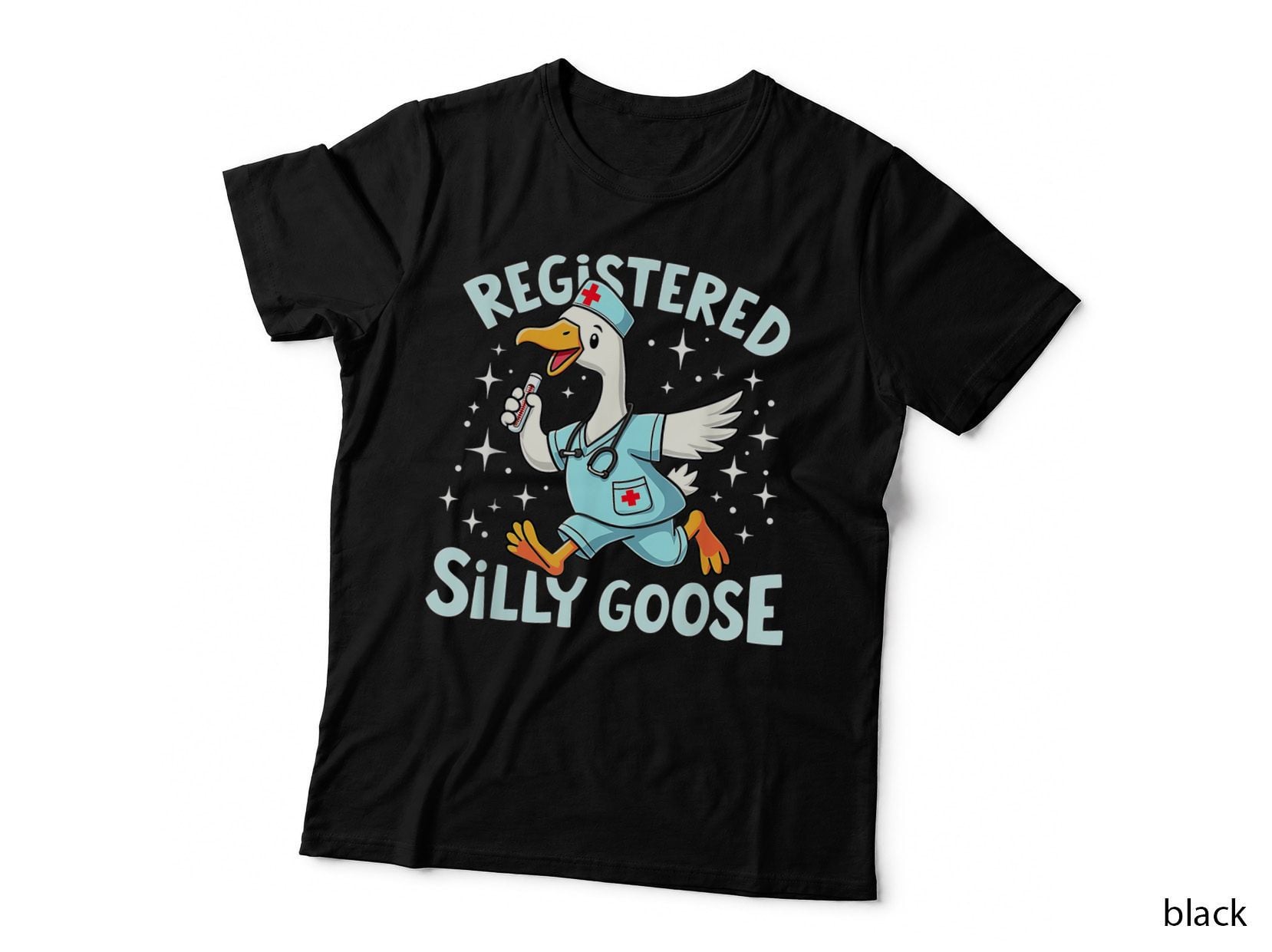Registered Silly Goose Nurse Running Thermometer Medical T-Shirt