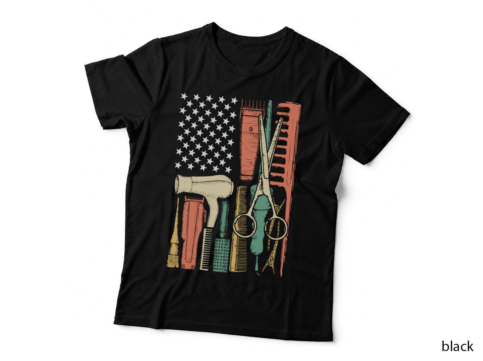 Retro Flag Hair Stylist T-Shirt, Vintage Hairdresser, Hair Salon Gift