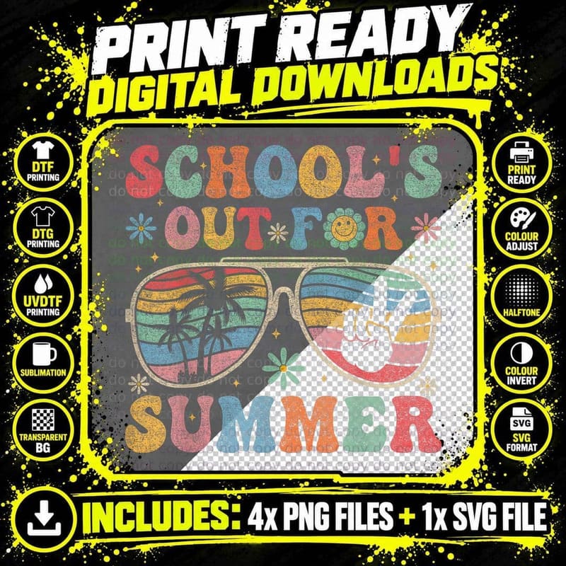 Retro Last Day of School's Out for Summer Teacher Boys Png SVG Digital Bundle