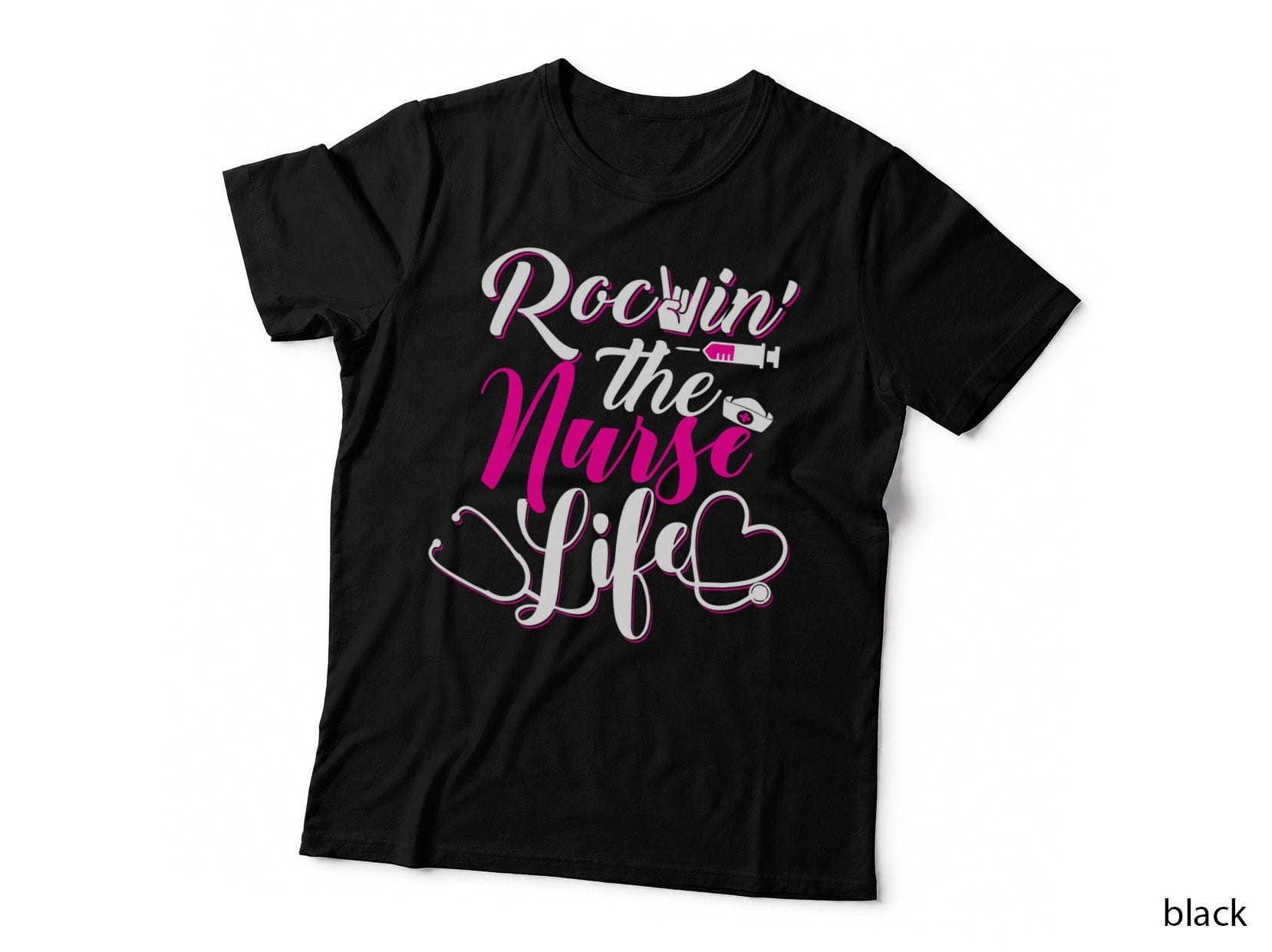 Rockin' Nurse Life T-Shirt, Nurse Life Typography, Nurse Appreciation