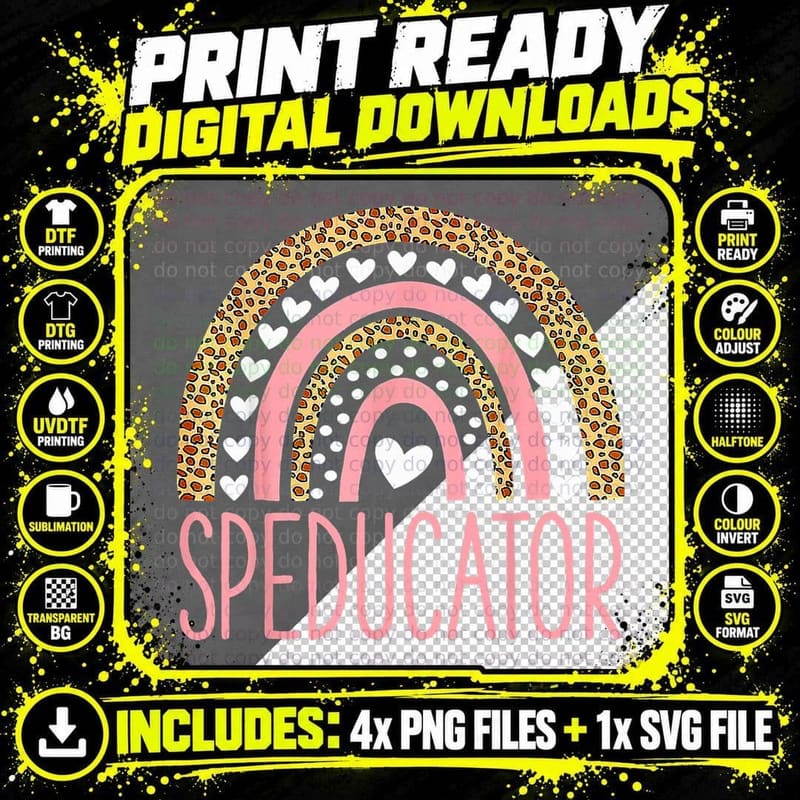 SPED Teacher - Speducator Heart - Speducator Rainbow Png SVG Digital Bundle