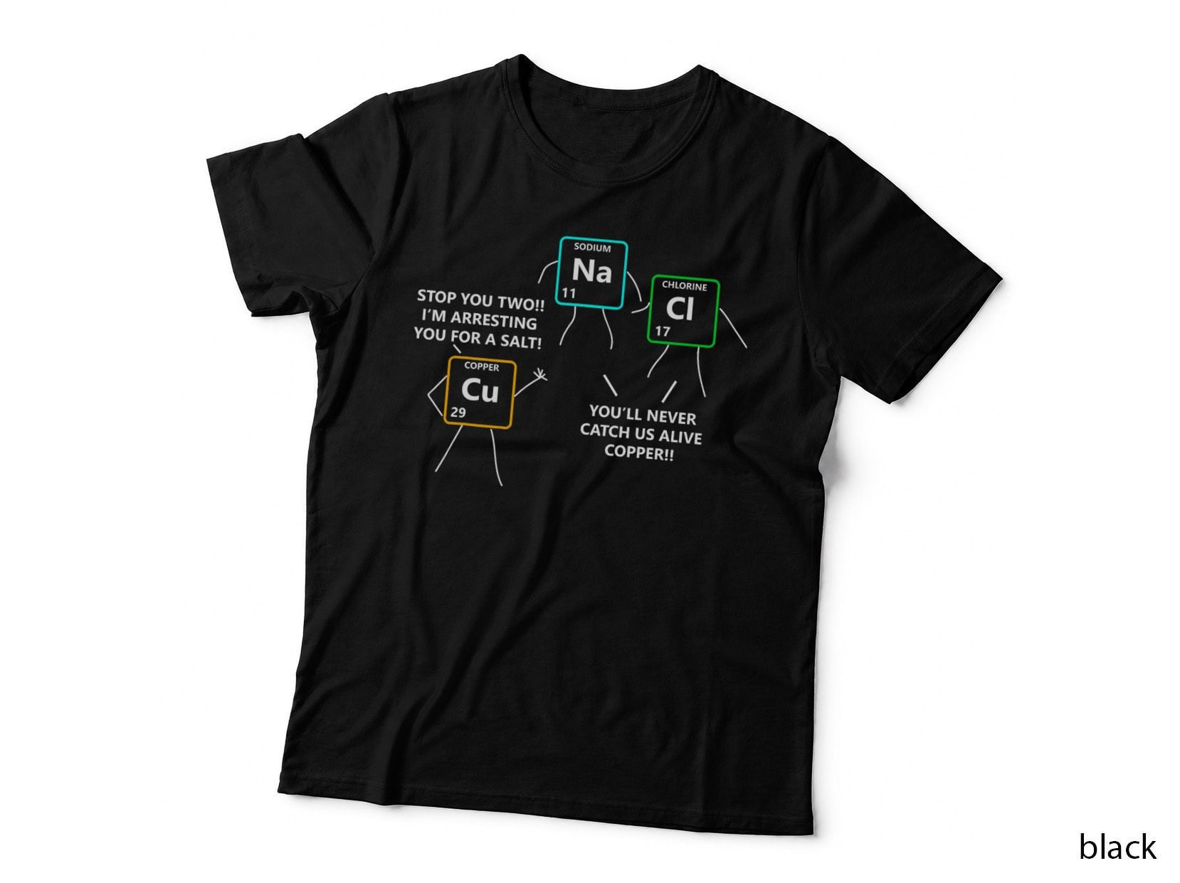 Salt and Copper Periodic Table Police Pun Chemistry T T-Shirt