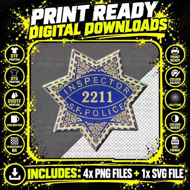San Francisco Police Inspector T-Shirt Png SVG Digital Bundle