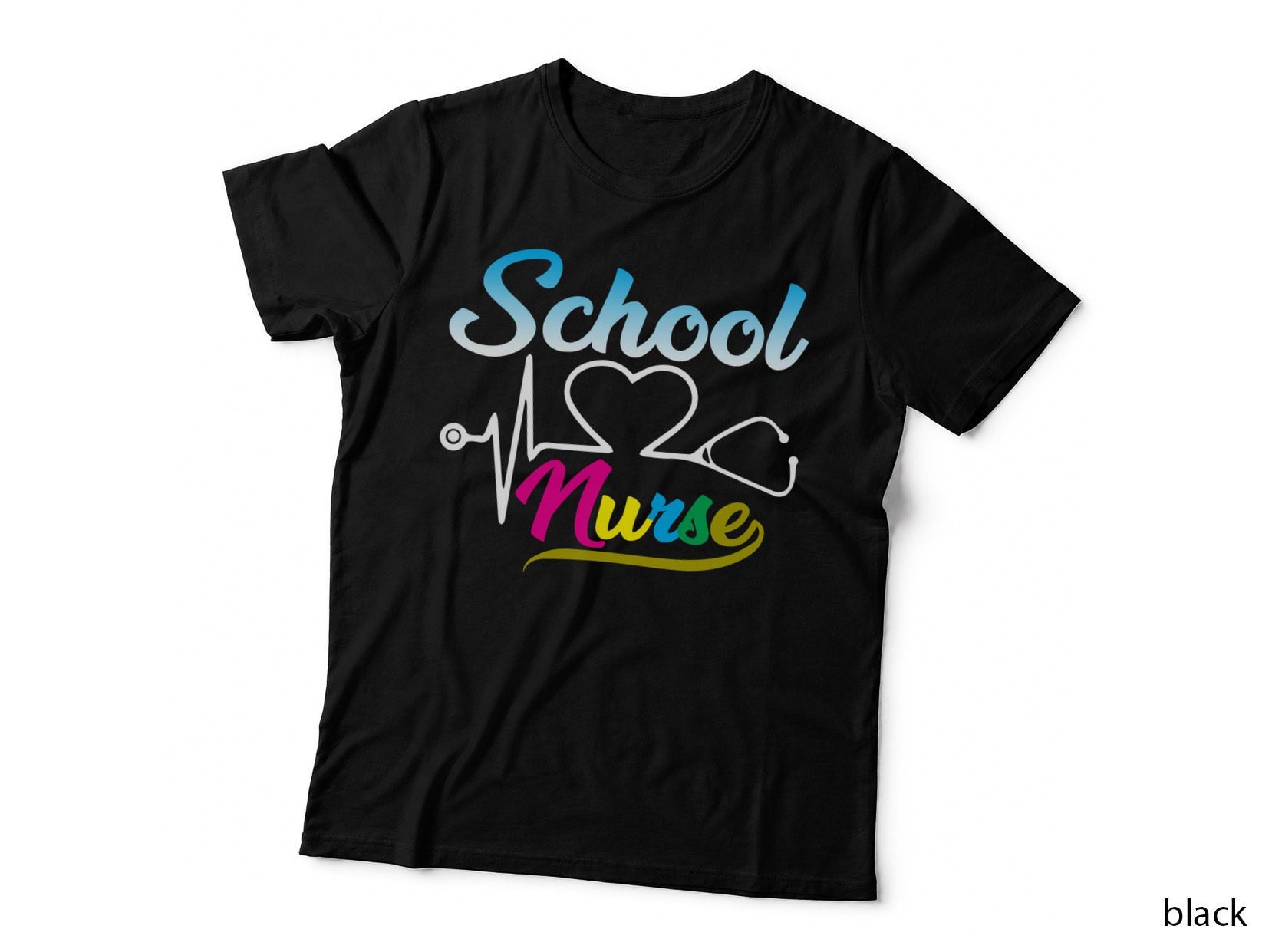 School Nurse T-Shirt, Colorful Typography, Nurse Appreciation