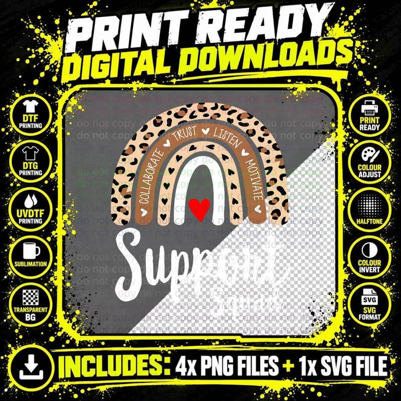 School Support Services Team Teacher Support Squad Png SVG Digital Bundle