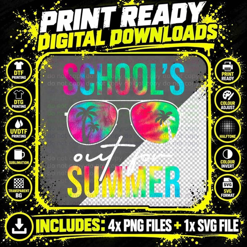 Schools Out for Summer Graduation Students Teacher Png SVG Digital Bundle