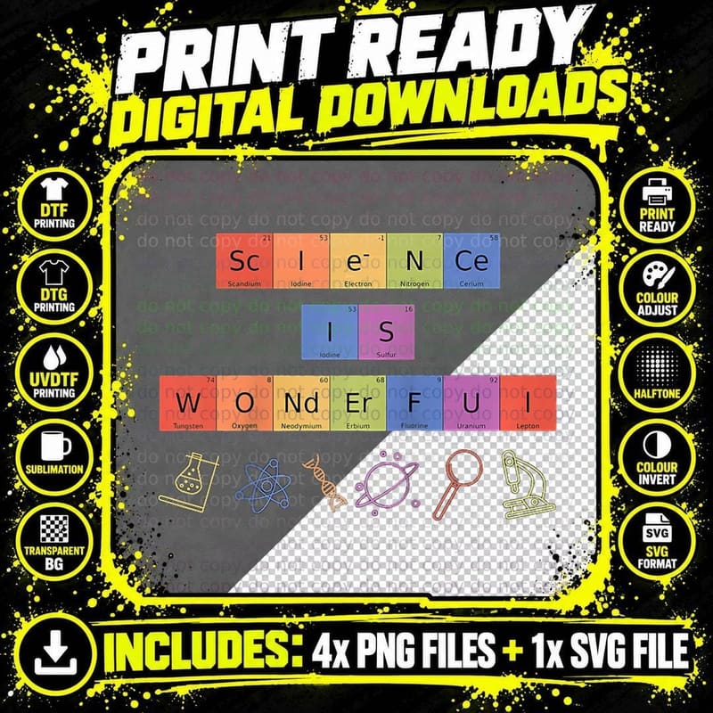 Science Is Wonderful, Chemistry Biology Physics Teacher Png SVG Digital Bundle