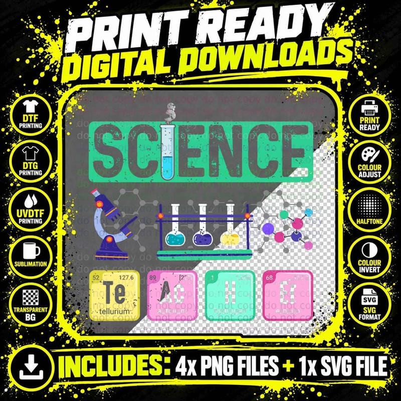 Science Teacher Lab Chemistry Teaching Back to School Png SVG Digital Bundle