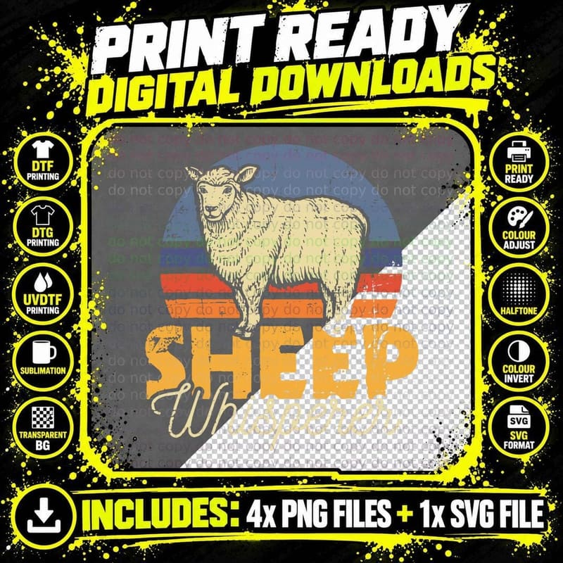Sheep Whisperer Flock Herd Farmer T-Shirt Png SVG Digital Bundle