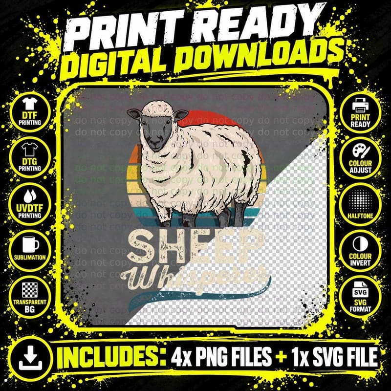 Sheep Whisperer Sheep Farmer Rancher Ranch T-Shirt Png SVG Digital Bundle