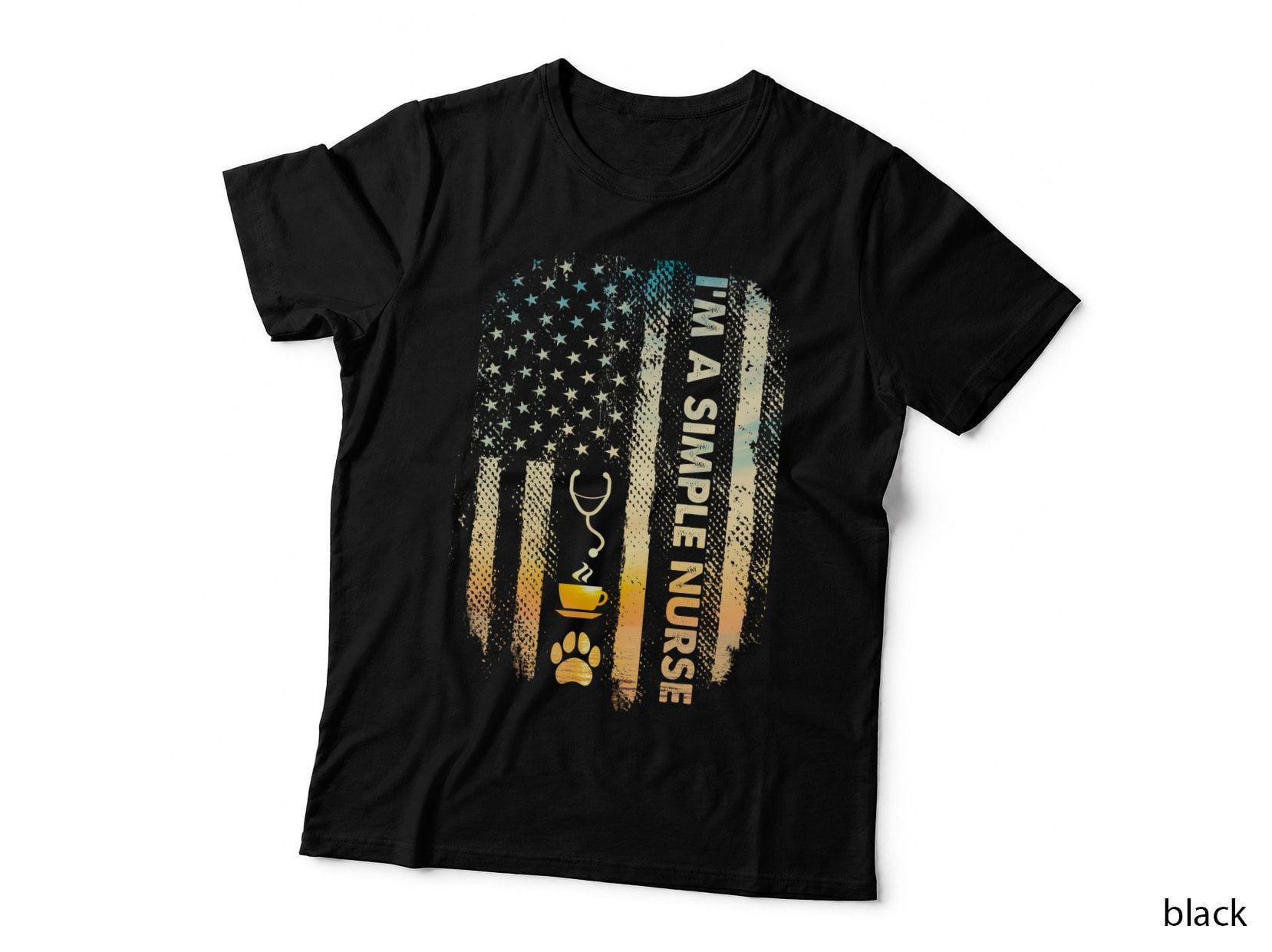 Simple Nurse T-Shirt, Patriotic Style, Pet Lover Apparel
