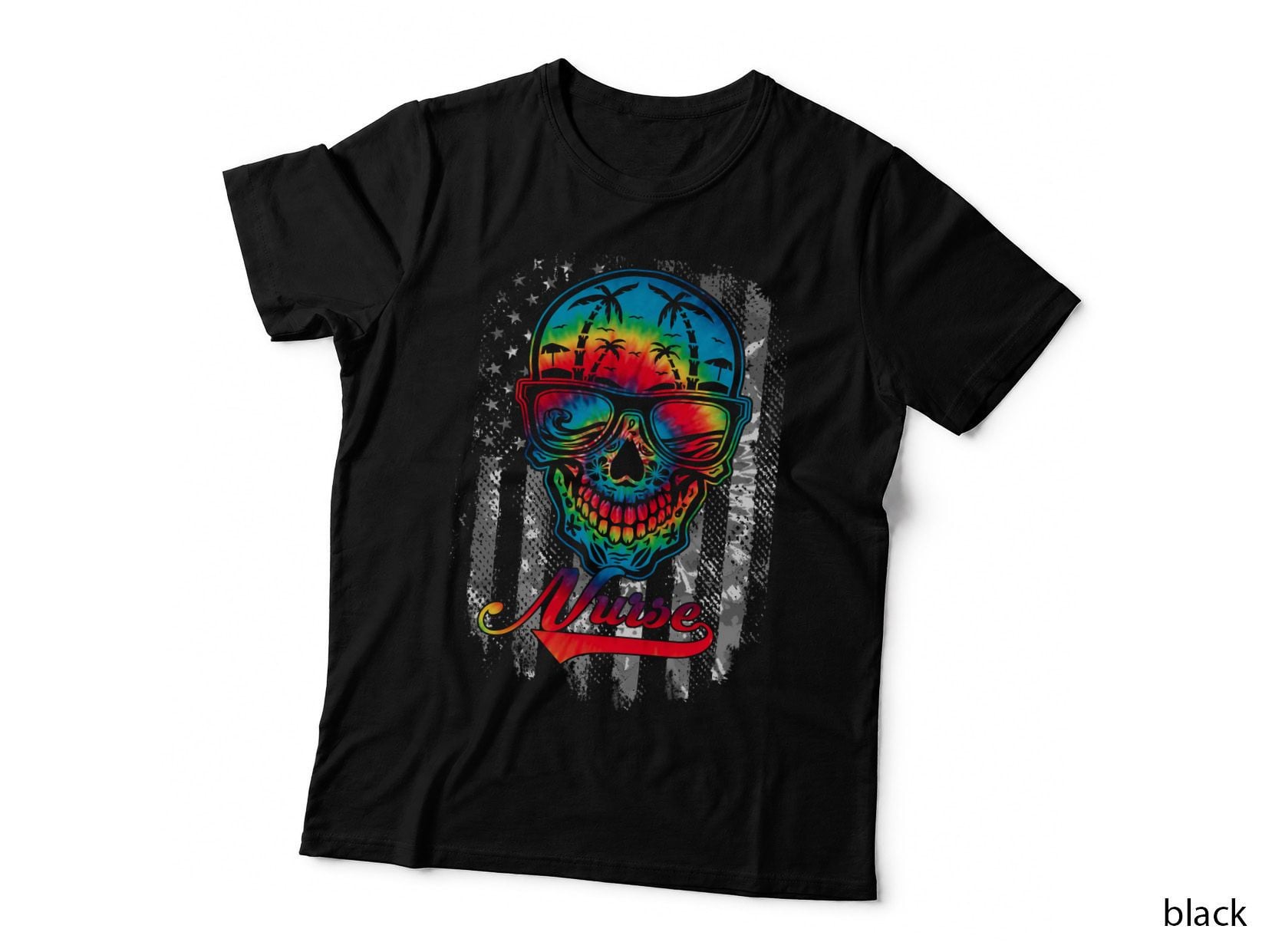 Skull Nurse T-Shirt, Tie-Dye Summer Style, Nurse Appreciation Gift