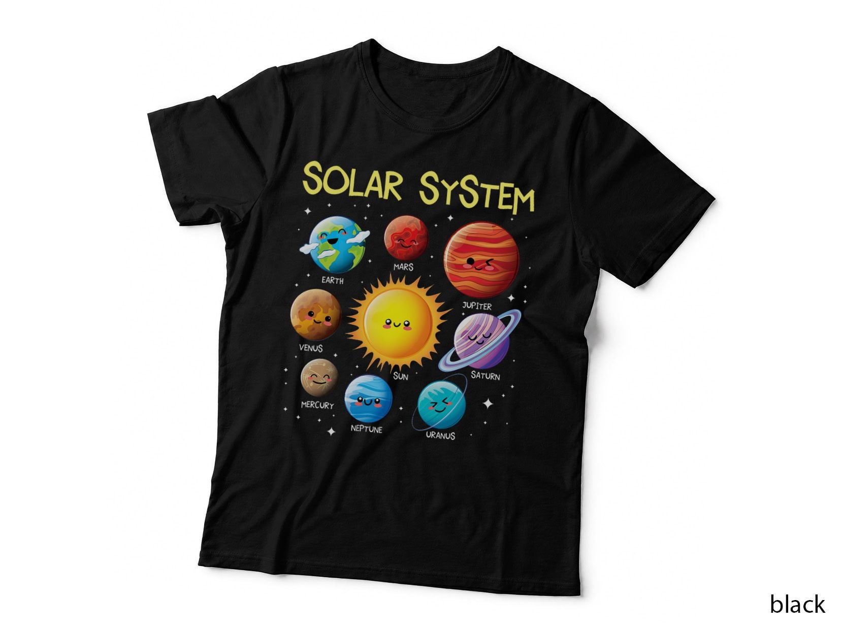 Solar System Cute Face Planets Space Science Teacher School T-Shirt