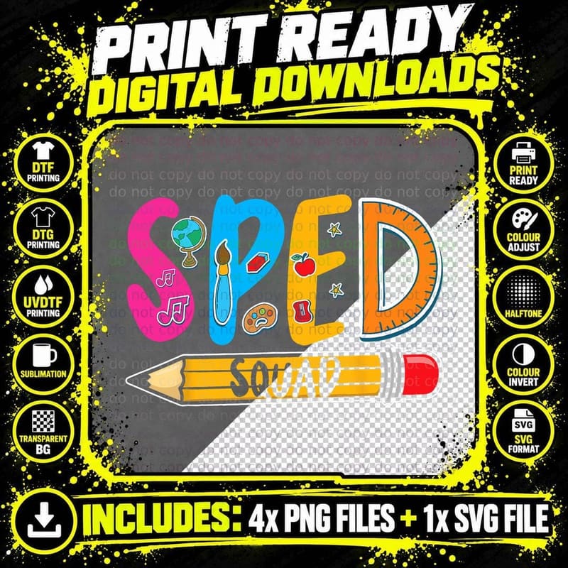 Special Education Teacher Sped Squad SPED Teacher T-Shirt Png SVG Digital Bundle