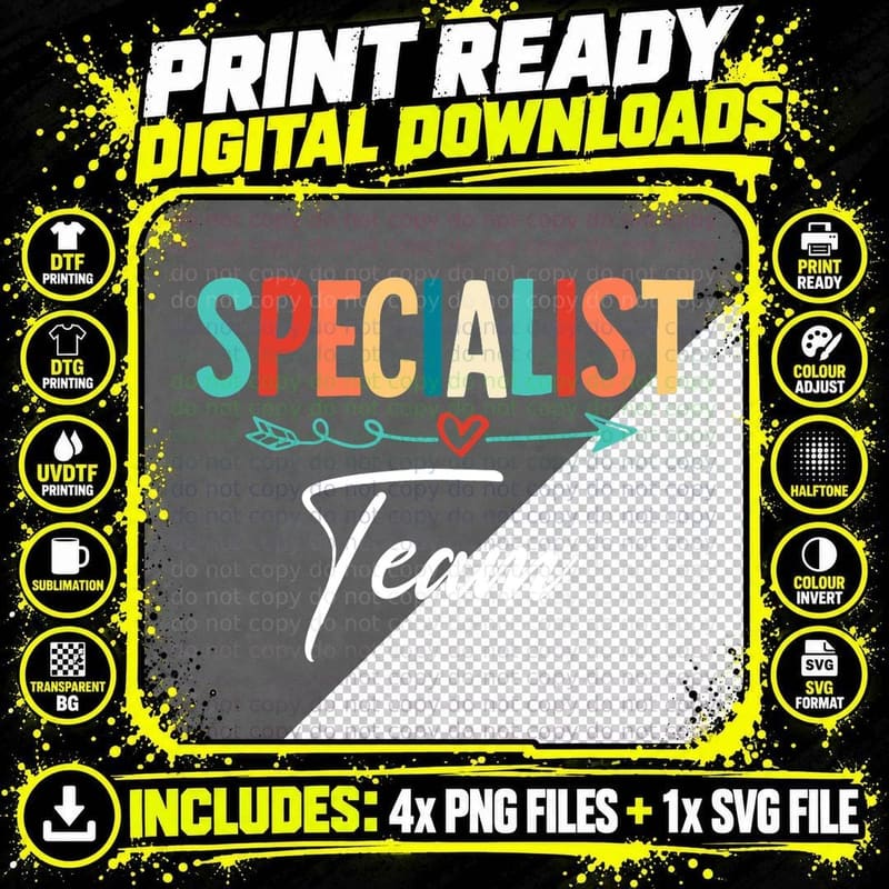Specialist Teacher Team Specials Teacher Squad T-Shirt Png SVG Digital Bundle
