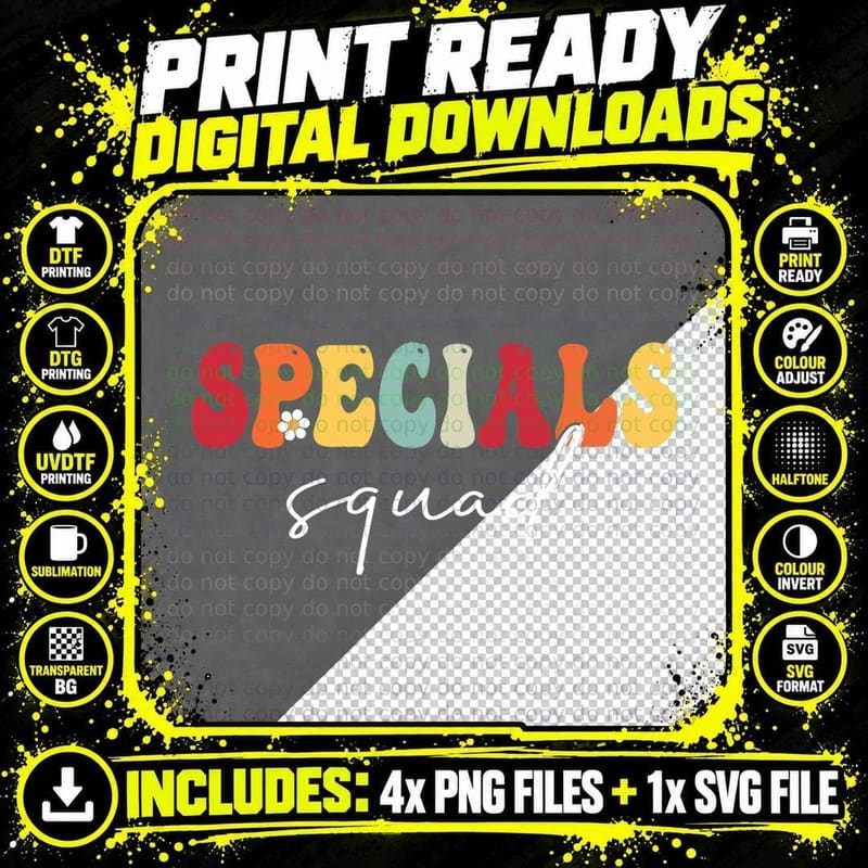 Specials Squad Special Education Teacher Team T-Shirt Png SVG Digital Bundle