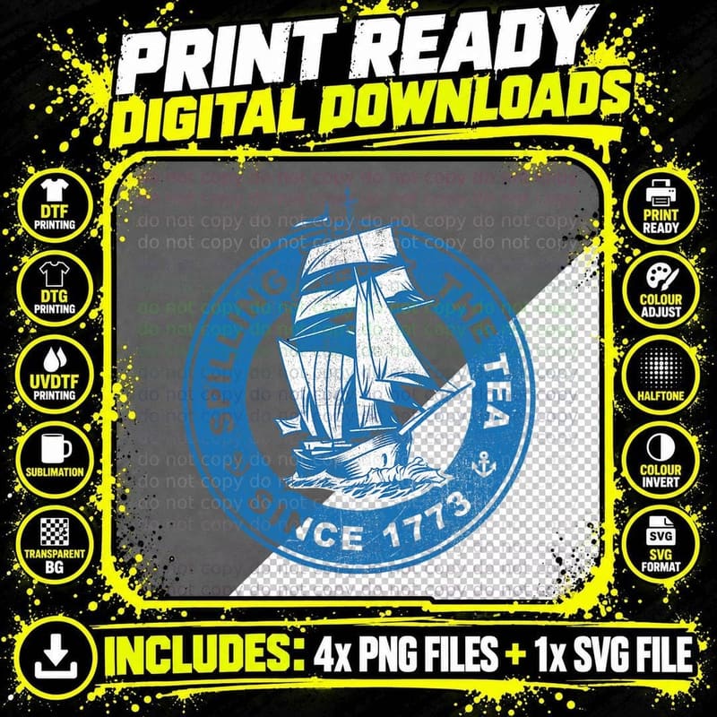 Spilling the Tea Since 1773 Funny Us History Teacher Png SVG Digital Bundle