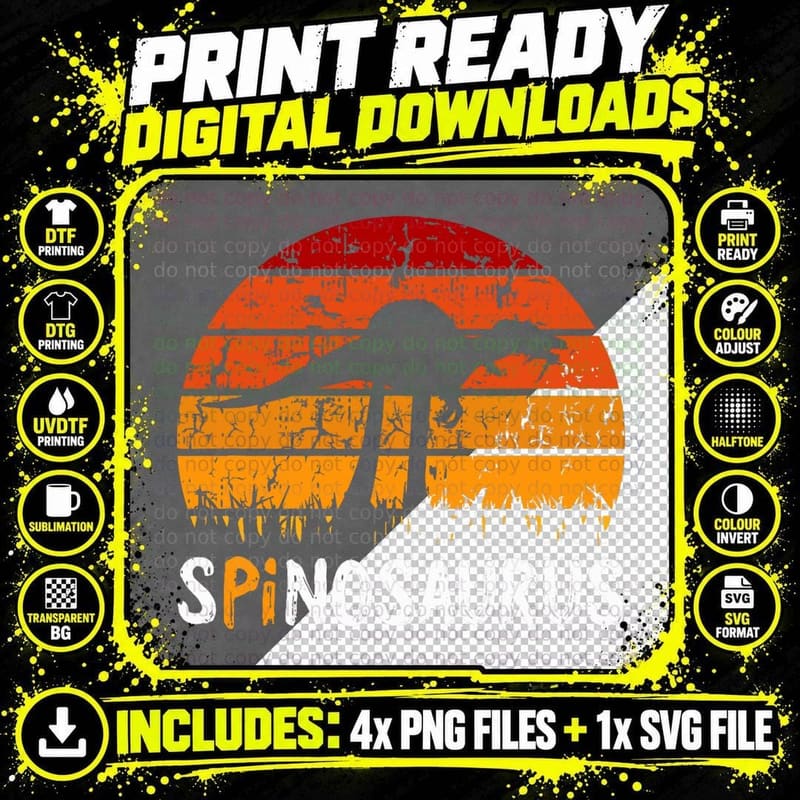 Spinosaurus Pi Day Retro Math Symbols Teacher Student Png SVG Digital Bundle
