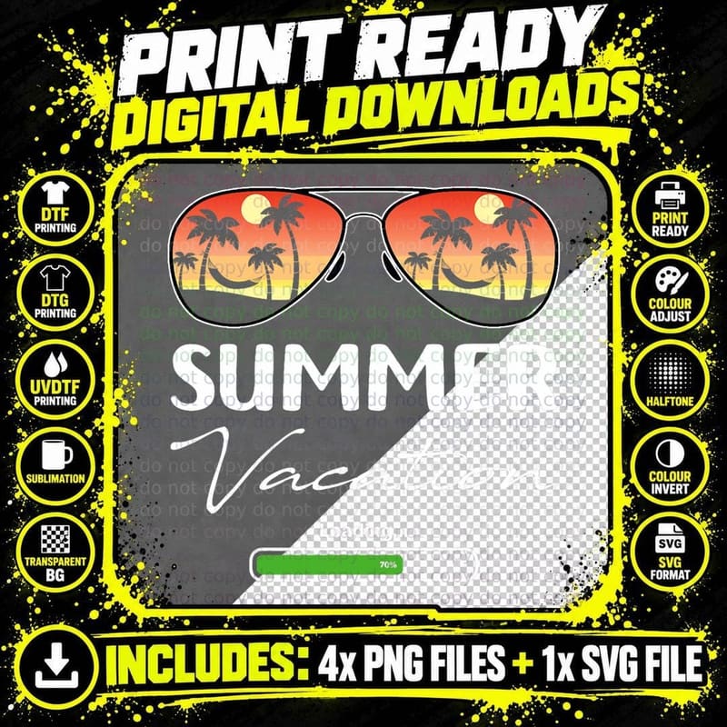 Summer Vacation Loading, Teacher Last Day of School Png SVG Digital Bundle