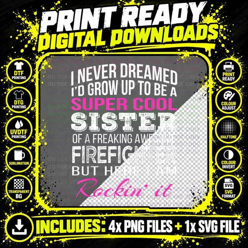 Super Cool Firefighter Sister T-Shirt, Patriotic Apparel Png SVG Digital Bundle