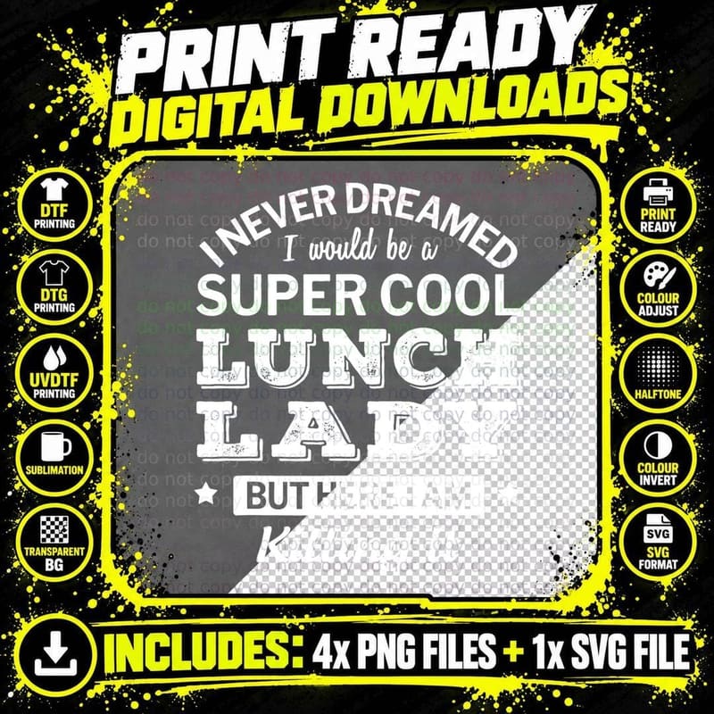 Super Cool Lunch Lady T-Shirt, Funny Appreciation Gift Png SVG Digital Bundle