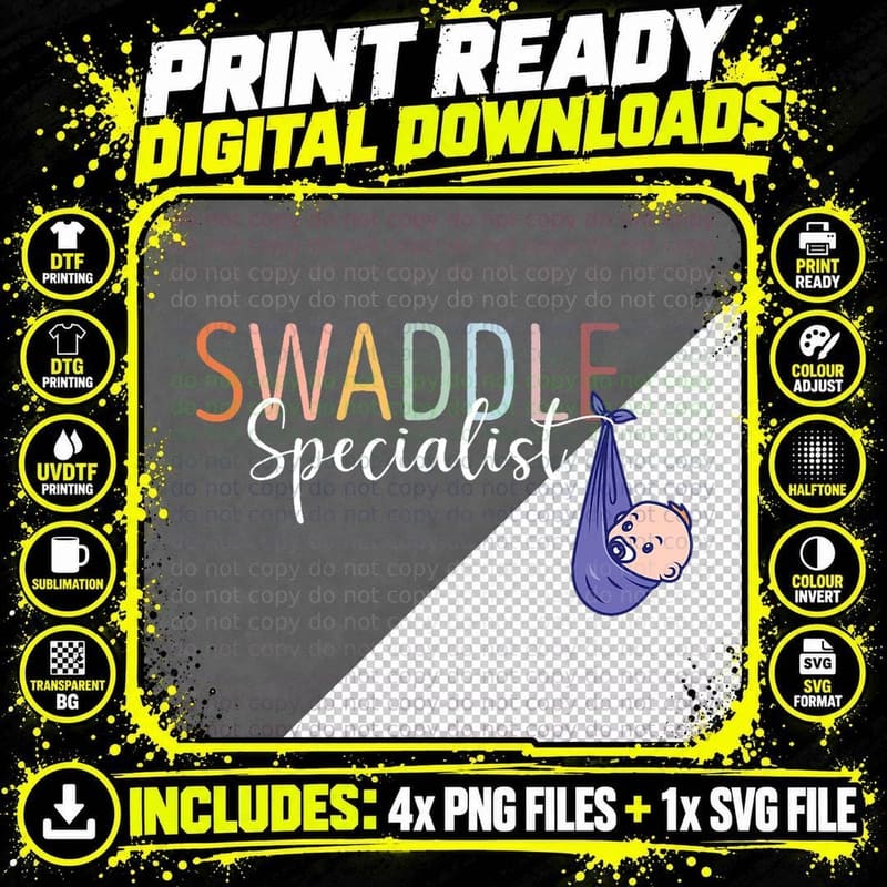 Swaddle Specialist T-Shirt, NICU Baby Care Png SVG Digital Bundle