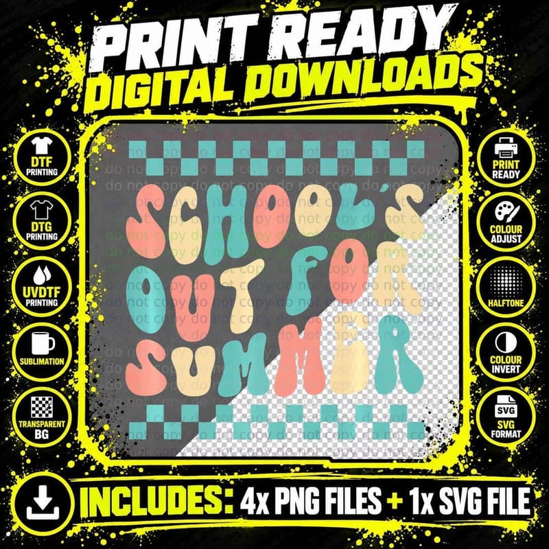 Teacher End of Year School's Out for Summer Retro Last Png SVG Digital Bundle