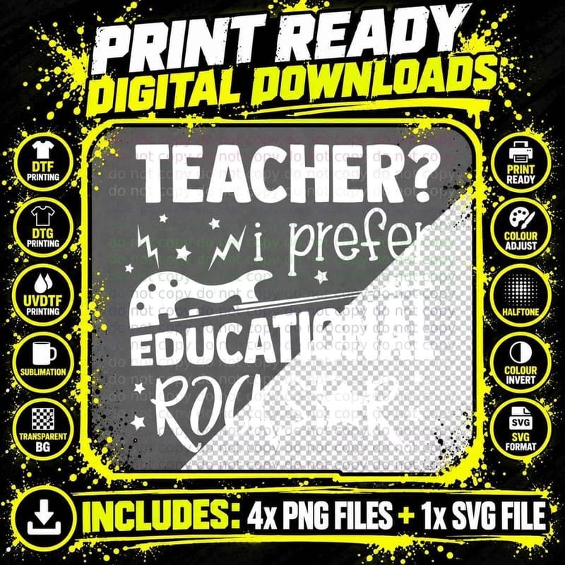 Teacher I Prefer Educational Rockstar T-Shirt Png SVG Digital Bundle