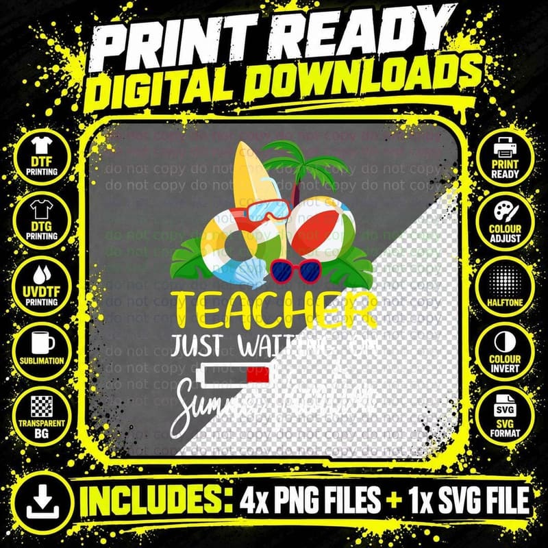 Teacher Summer Vacation T-Shirt, Beach Vacation Style Png SVG Digital Bundle