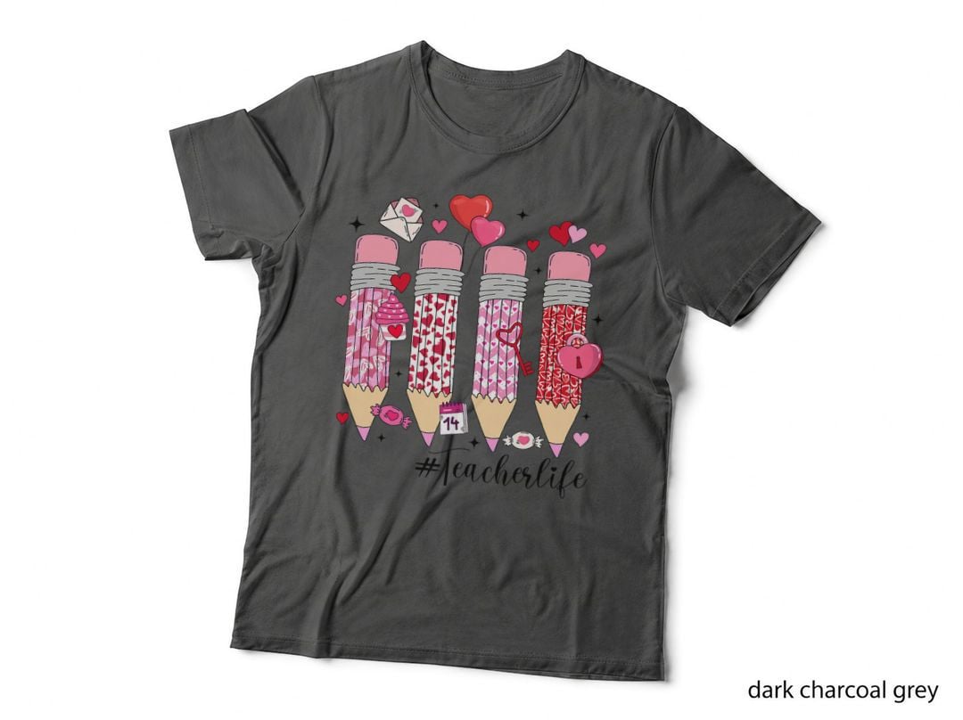 Teacher Valentines Day Hearts Pencils Teaching Sweethearts T-Shirt