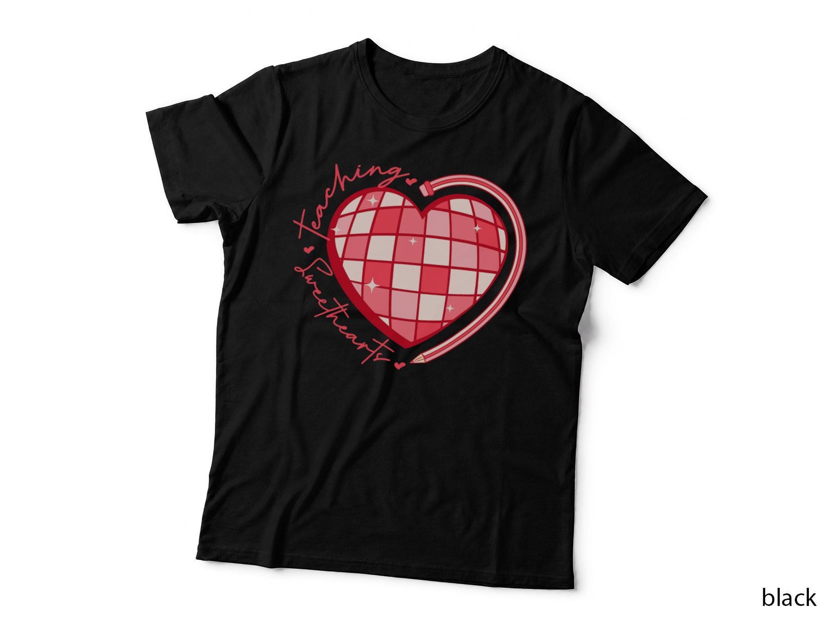 Teacher Valentines Day Retro Disco Heart Teaching Sweetheart T-Shirt