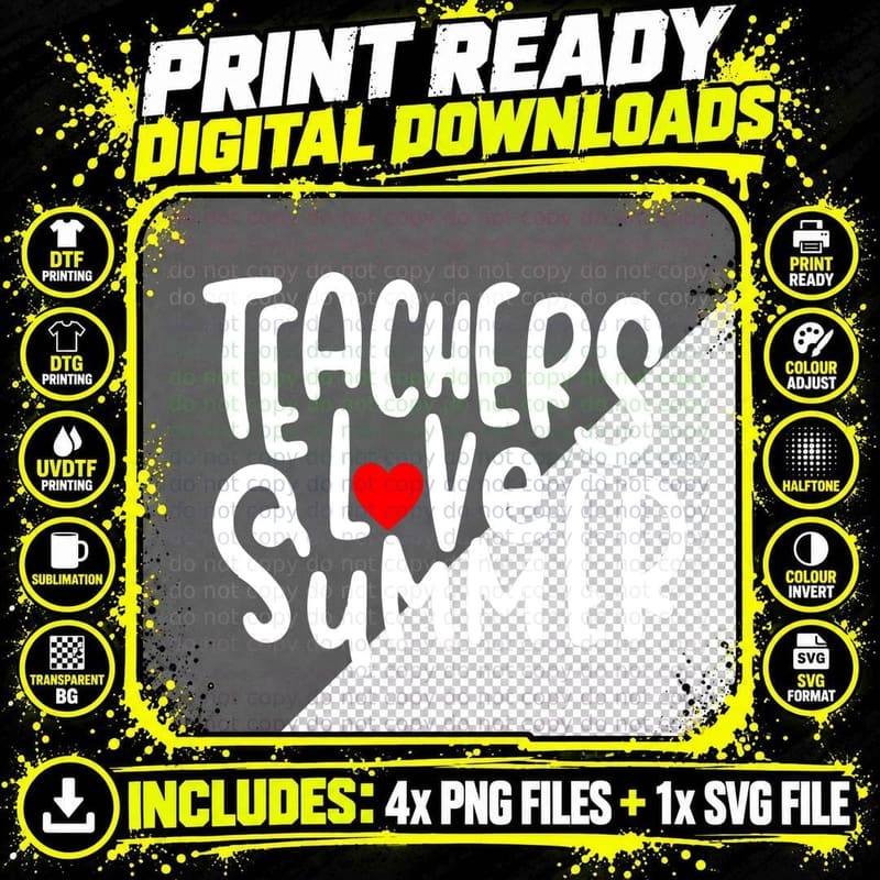 Teachers Love Summer T-Shirt, Summer Vibes Png SVG Digital Bundle