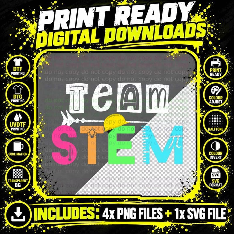 Team STEM Science Technology Engineering Math Teacher Png SVG Digital Bundle