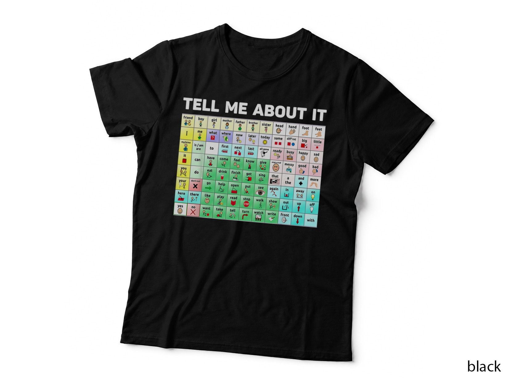 Tell Me About It Speech Language Pathology AAC Sped Teacher T-Shirt