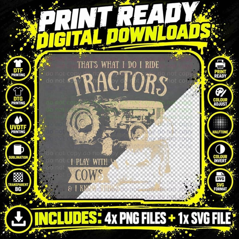 That's What I Do I Ride Tractors Funny Farmer Cowboy Png SVG Digital Bundle