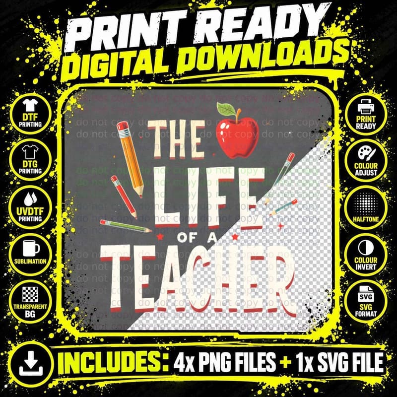 The Life of a Teacher Relatable Humour Back to School Png SVG Digital Bundle
